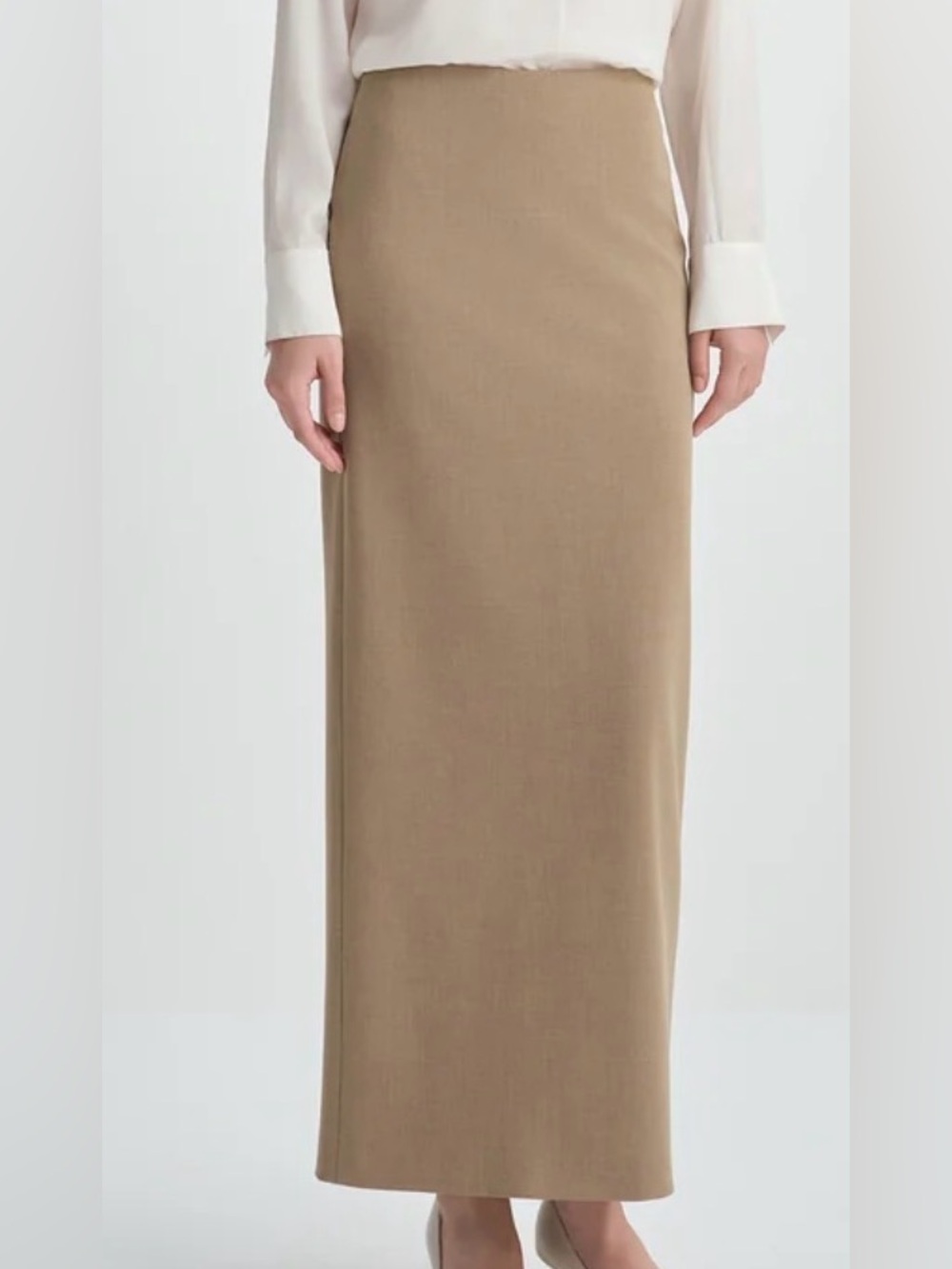 New! ARCH THE Taupe Tan Long Midi column Skirt CBK Quiet Luxury  40 / M  $595
